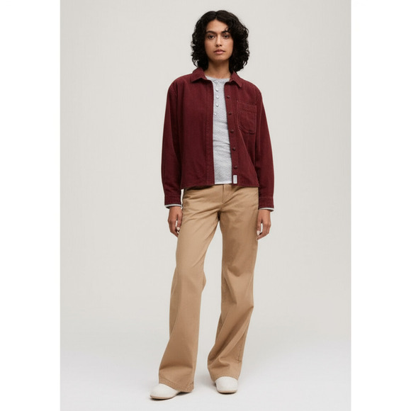 Alpine Design Corduroy Shacket Womens Size S Dark Auburn Collared Button Up - Picture 1 of 4